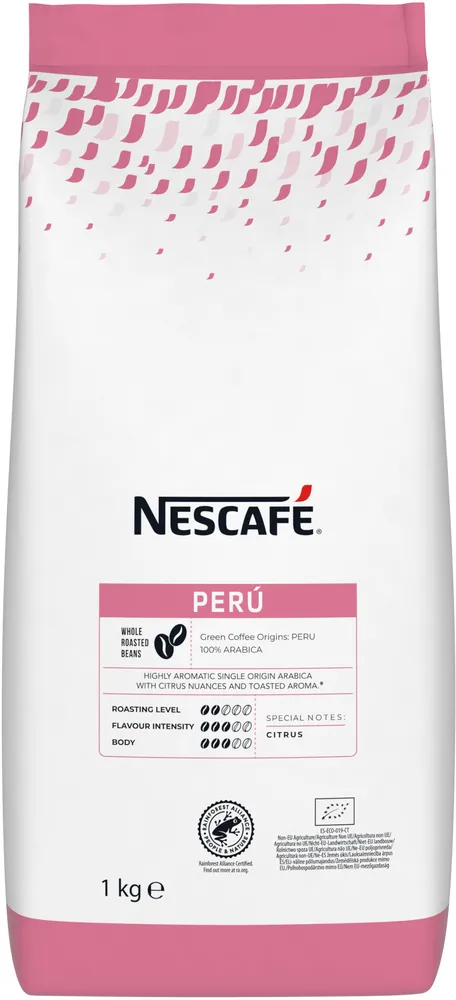 NESCAFÉ® PERÚ Poche 1kg Café Grain certifié Agriculture Biologique et RFA