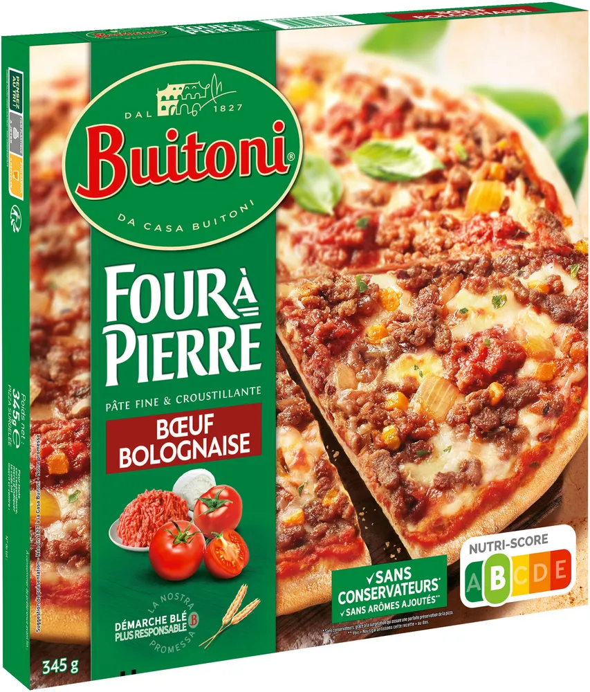 BUITONI FOUR A PIERRE Pizza surgelée Bœuf Bolognaise 345g