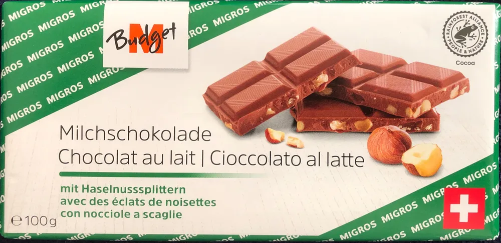 Chocolat au lait aux éclats de noisettes
