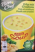 Soupe pois et croûtons