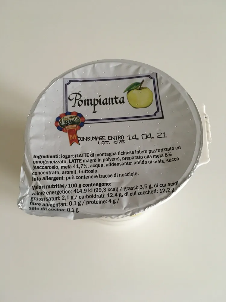 Pompianta, Yogurt alla mela