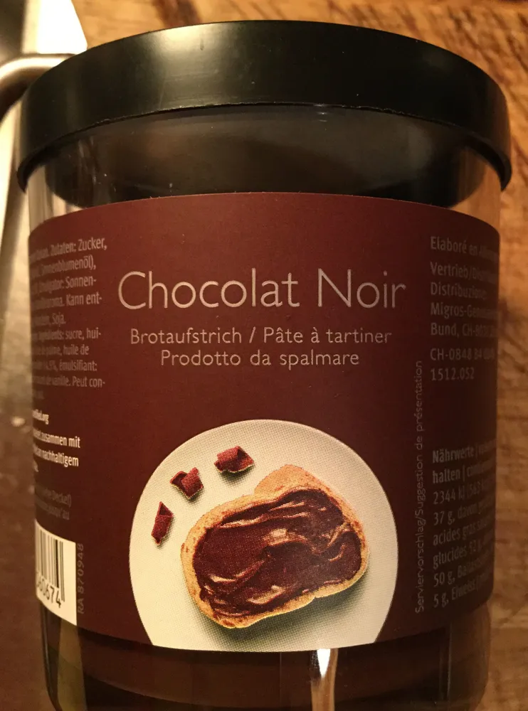 Chocolat Noir - pâte à tartiner