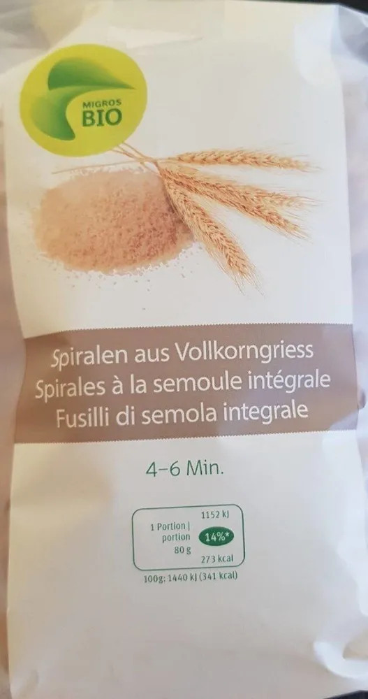 Spirales à la semoule intégrale