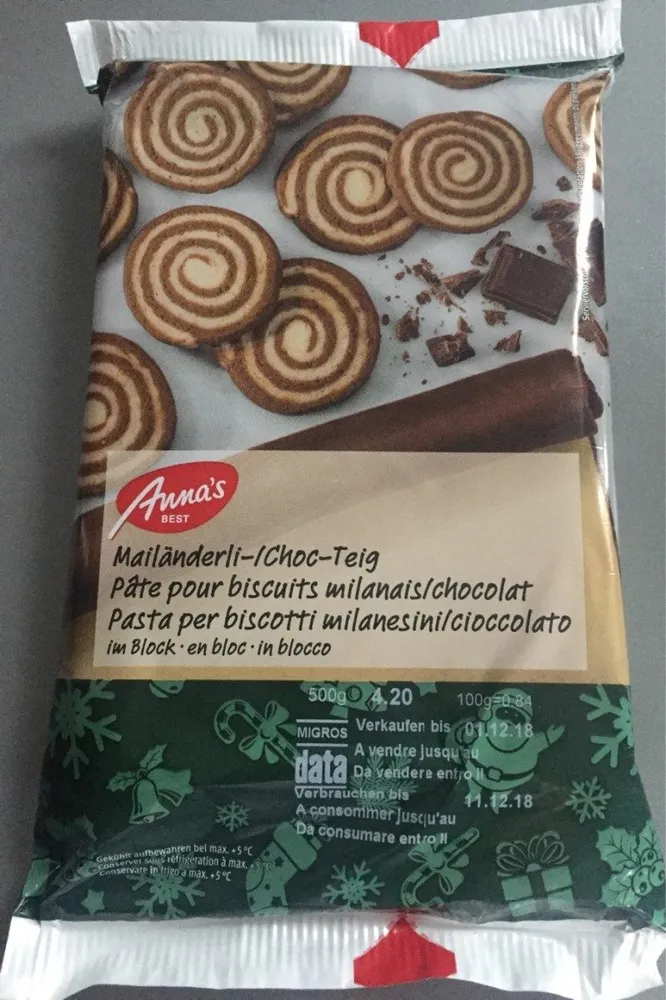 Pâte pour biscuits milanais / chocolat