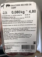 Saucisse séchée de s’cerf