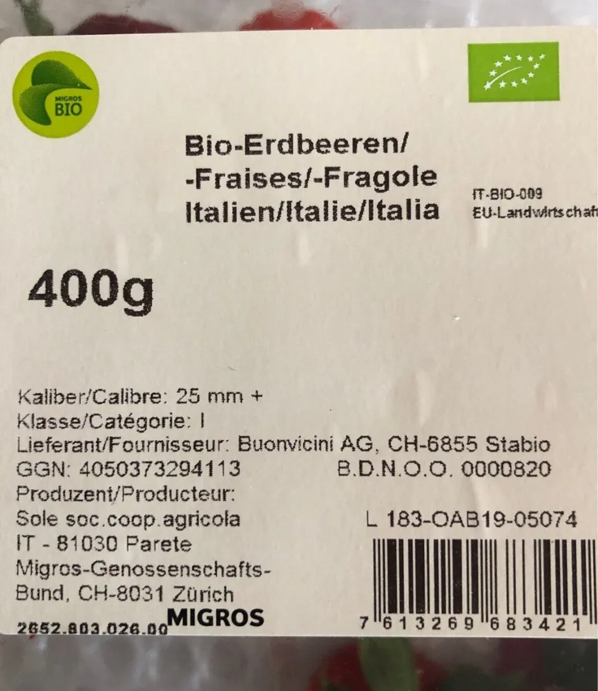 Bio-Erdbeeren Fraises Italien