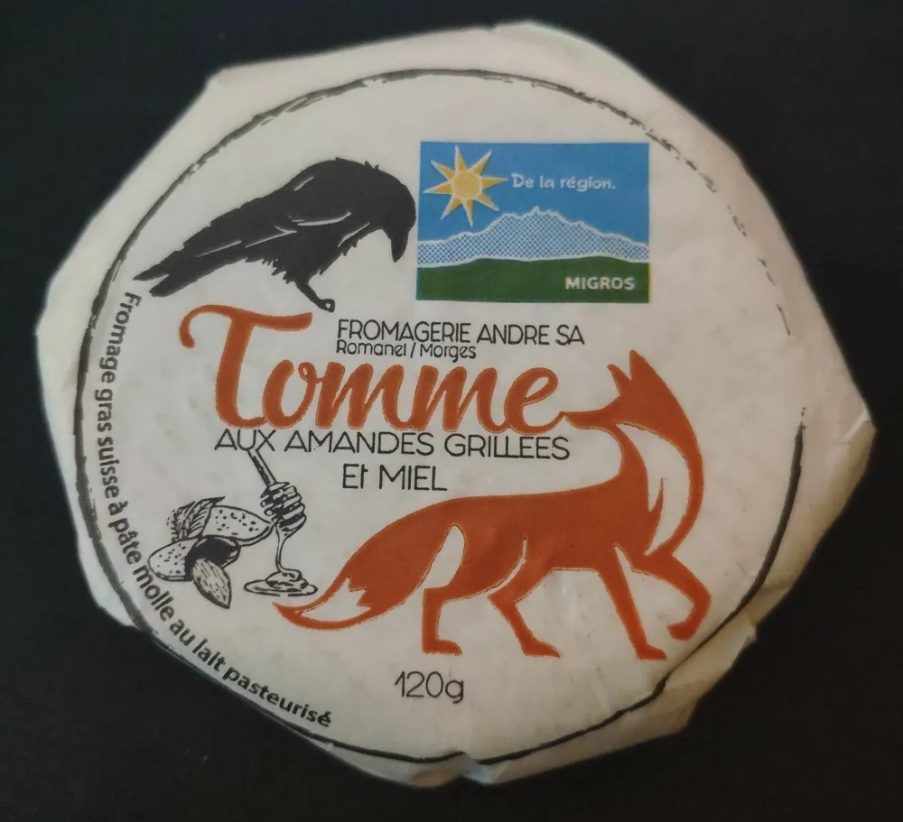 Tomme aux amandes grillées et miel
