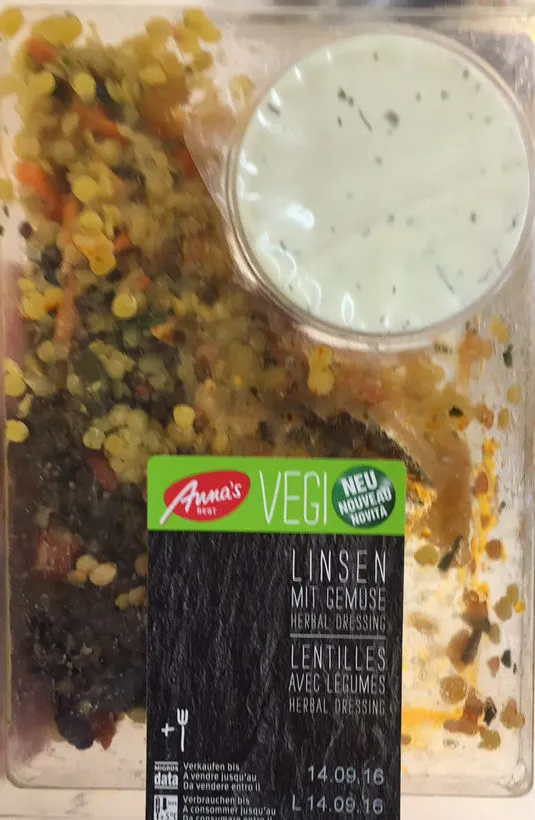 Lentilles Avec Légumes Herbal Dressing