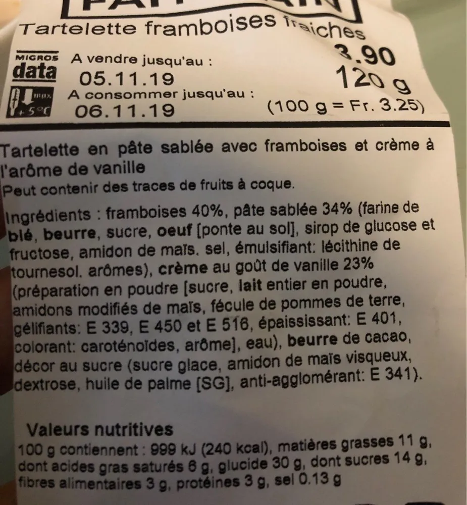 Tartelette framboise