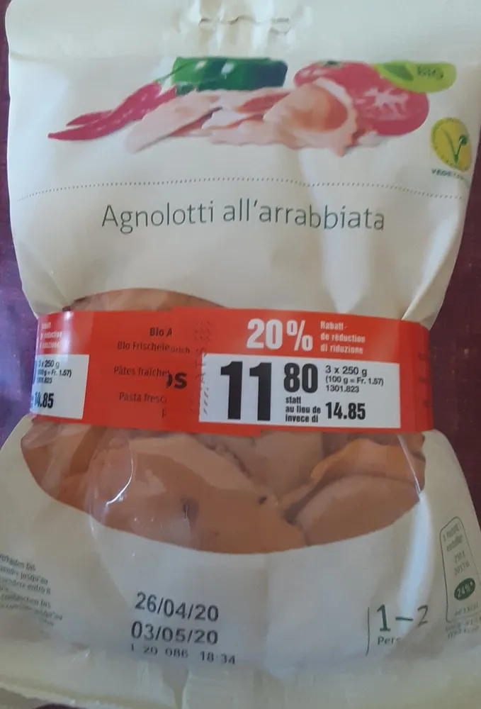 Bio Agnolotti all'arrabbiata