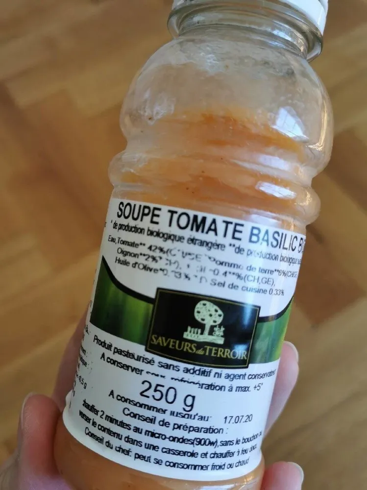 Soupe tomate basilic bio