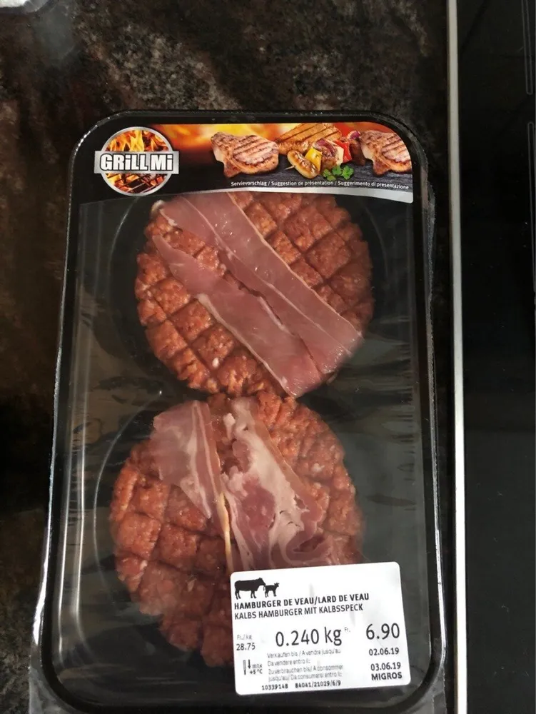 Hamburger de veau / lard de veau
