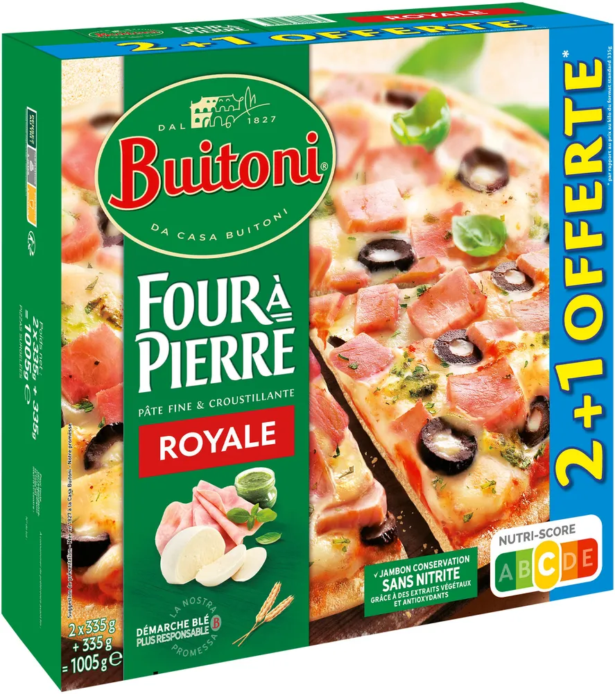BUITONI FOUR A PIERRE Pizza surgelée Royale 2+1 offerte (3x335g)