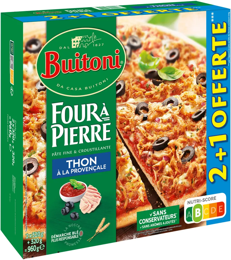 BUITONI FOUR A PIERRE Pizza surgelée Thon à la Provençale2 +1off3x320g