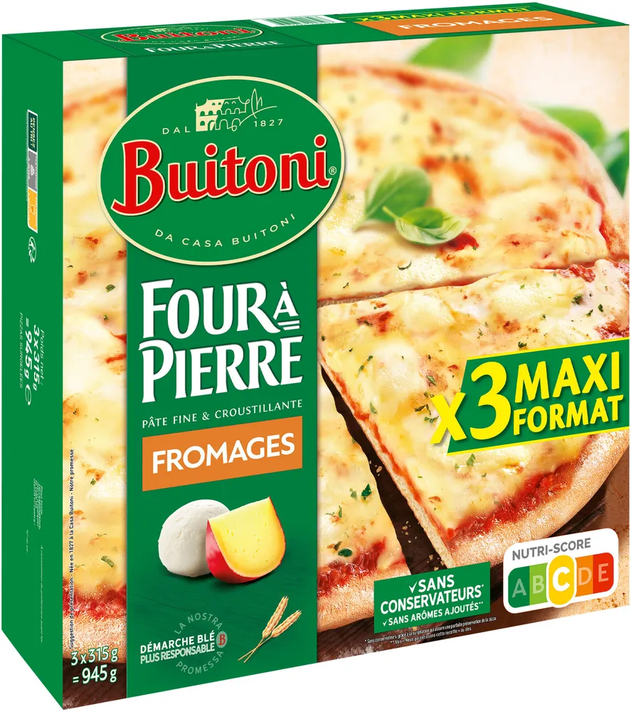 BUITONI FOUR A PIERRE Pizza surgelée Fromages 3x315g