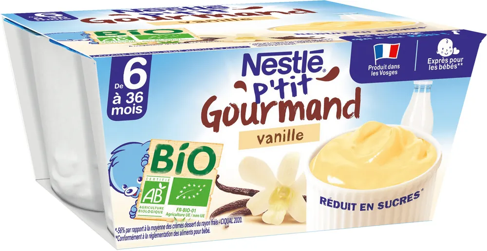 NESTLÉ P'tit GOURMAND BIO saveur Vanille 4x90g
