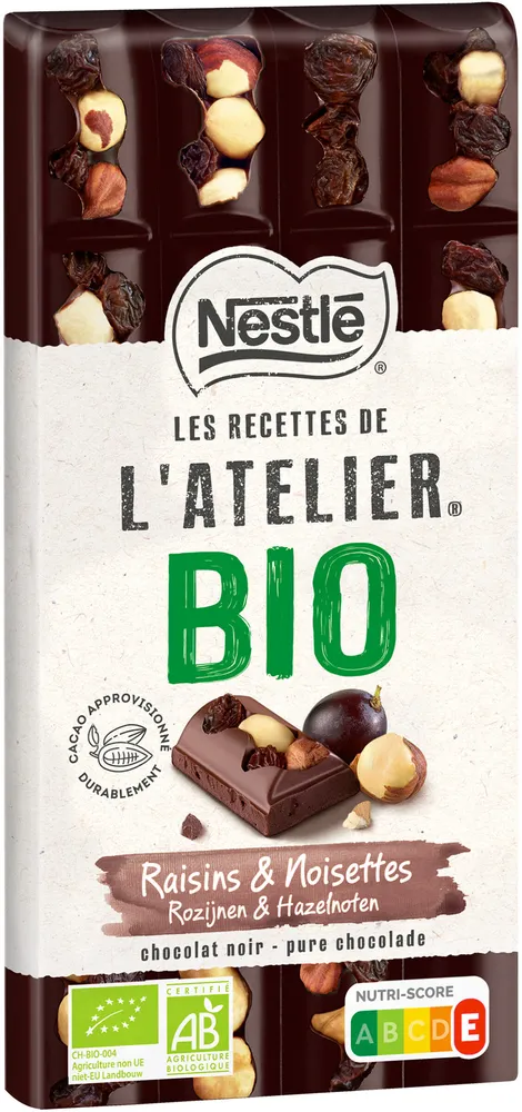 NESTLE L'ATELIER BIO Noir Raisin Noisettes 170g