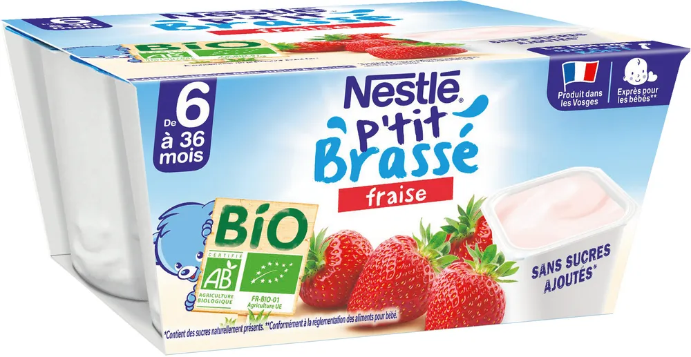 NESTLE P'TIT BRASSE Fraise BIO 4x90g