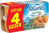 NESTLE NATURNES Petits pots bébé Carotte - 4x130g - Dès 4/6 mois