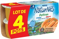 NESTLE NATURNES Petits pots bébé Potiron - 4x130g - Dès 4/6 mois