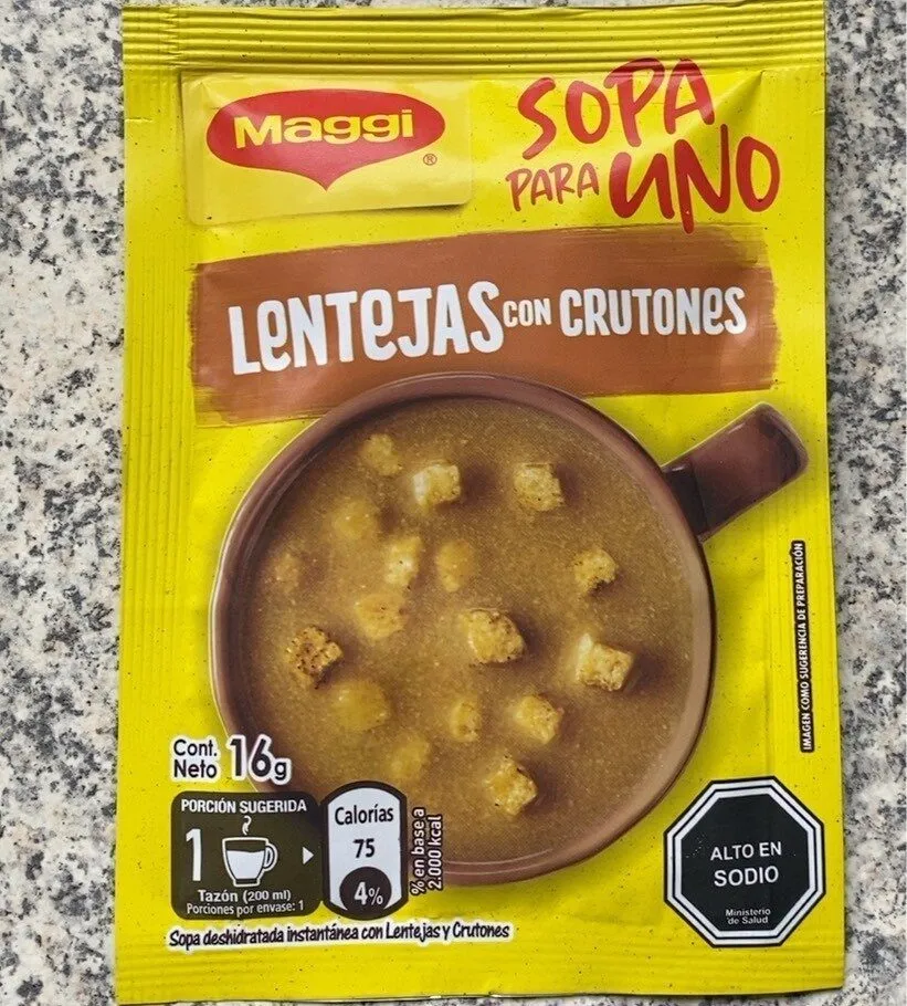 Sopa para Uno Lentejas con Crutones