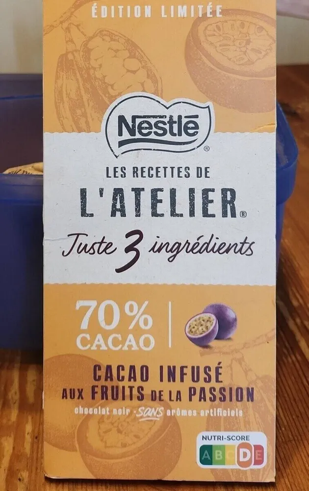 Chocolat noir infusé aux fruits de la passion