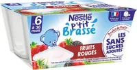 NESTLE P'TIT BRASSE Fruits rouges Sans Sucres Ajoutés 4x90g dès 6 mois