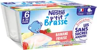 NESTLE P'TIT BRASSE Banane Fraise Sans Sucres Ajoutés 4x90g dès 6 mois