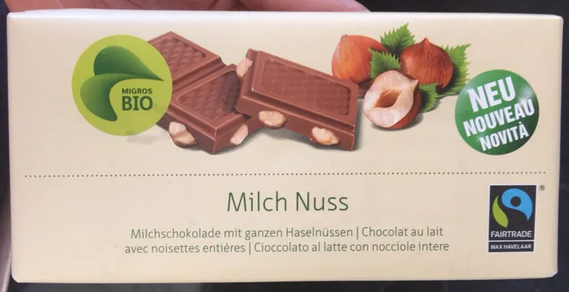 Milch Nuss : Chocolat au lait avec noisettes entières