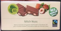 Milch Nuss : Chocolat au lait avec noisettes entières