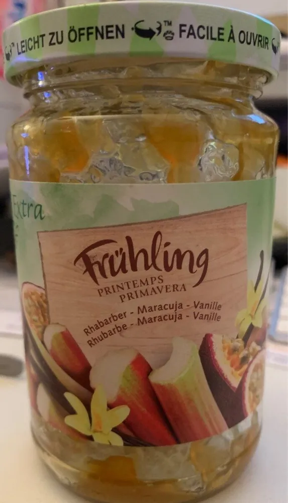 Confiture rhubarbe-maracuja-vanille