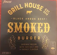 Black Angus beef smoked burger original recipe with sea salt and a smokey flavour