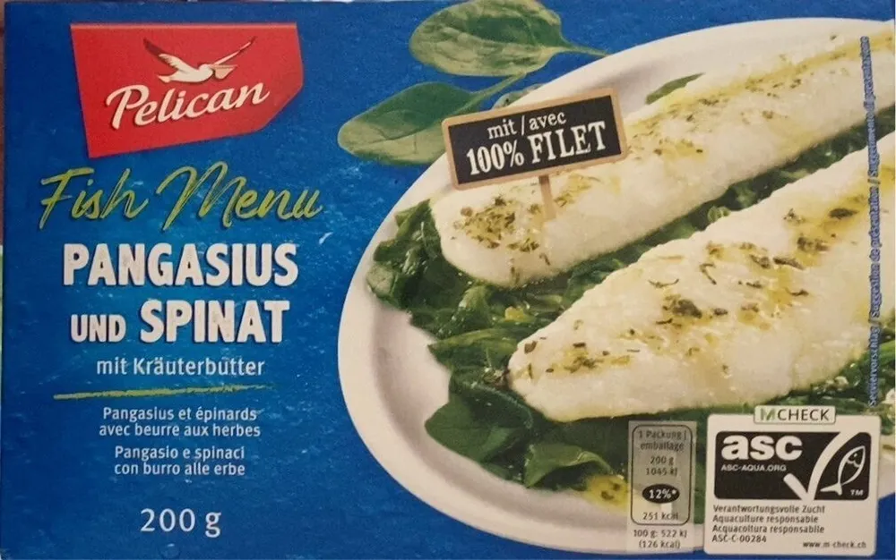 Fish menu Pangasius mit Spinat
