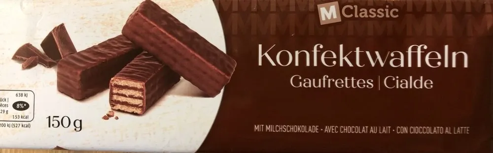 Gaufrettes avec chocolat au lait
