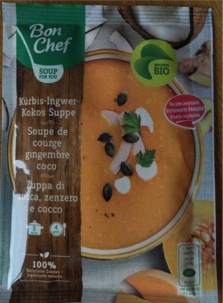 Soupe courge gingembre coco