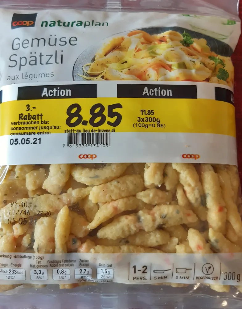 Spätzli aux légumes x 3