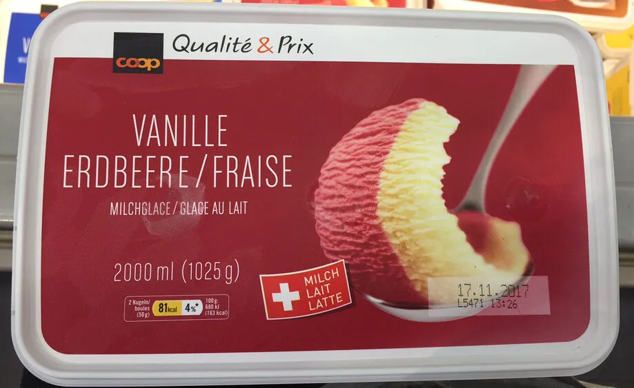 Glace au lait Vanille Fraise