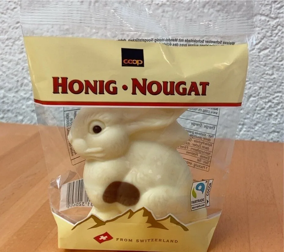 Chcolat blanc Suisse avec des éclats de nougatine