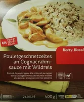 Emincé de poulet sauce à la crème et au cognac et riz sauvage