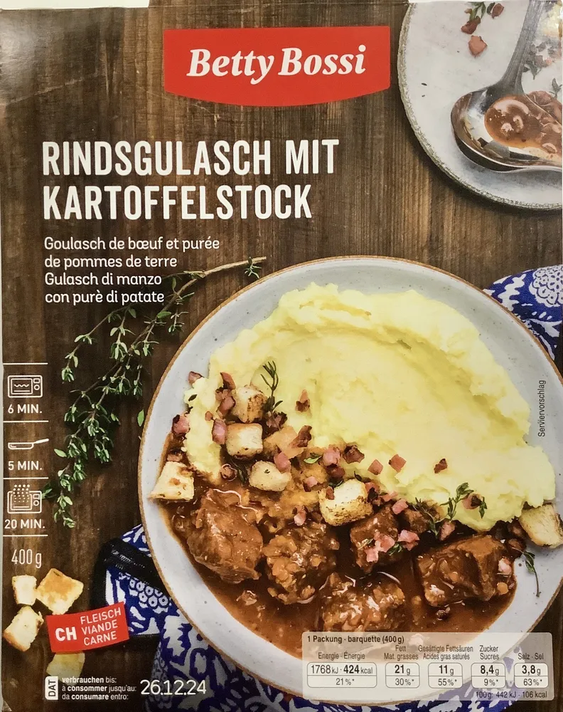 Goulasch de bœuf et purée de pommes de terre