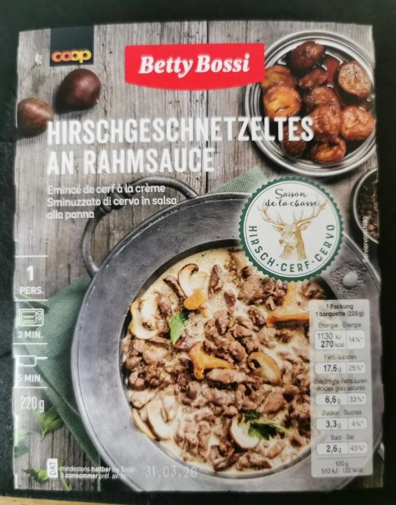 Hirschgeschnetzeltes an rahmsauce