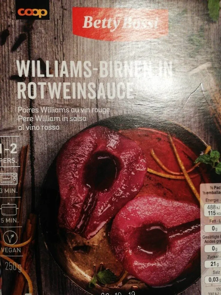 Poires Williams au vin rouge