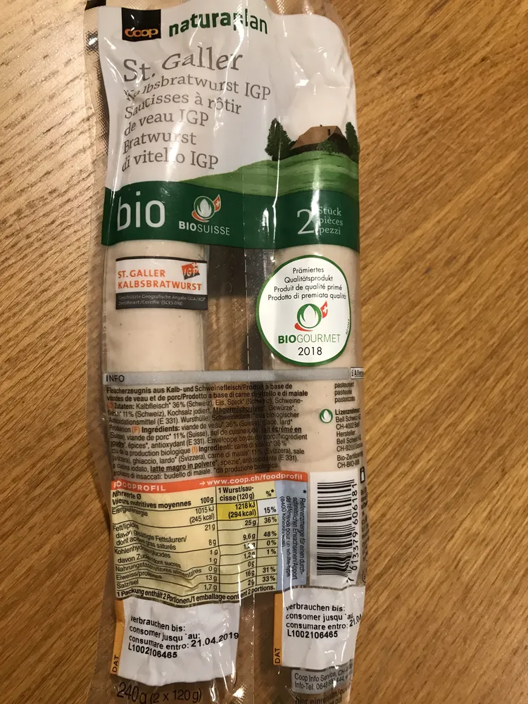 Saucisses à rôtir de veau IPG