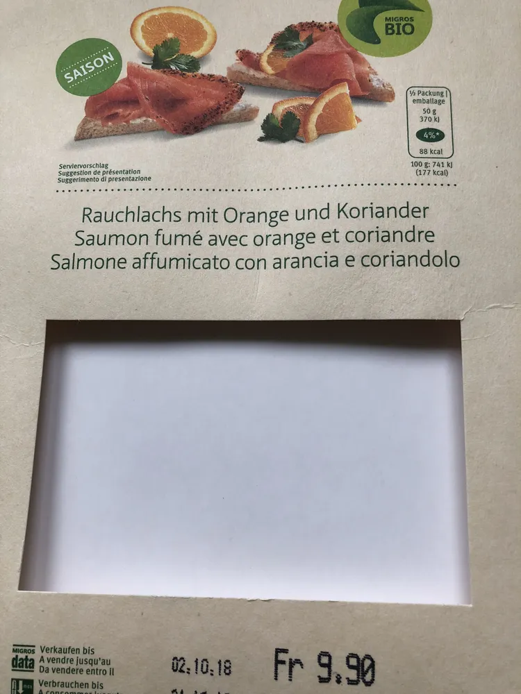 Saumon fumé avec orange et coriandre