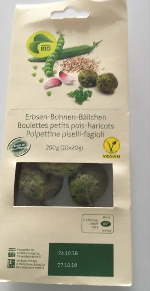 Boulettes petits pois haricots