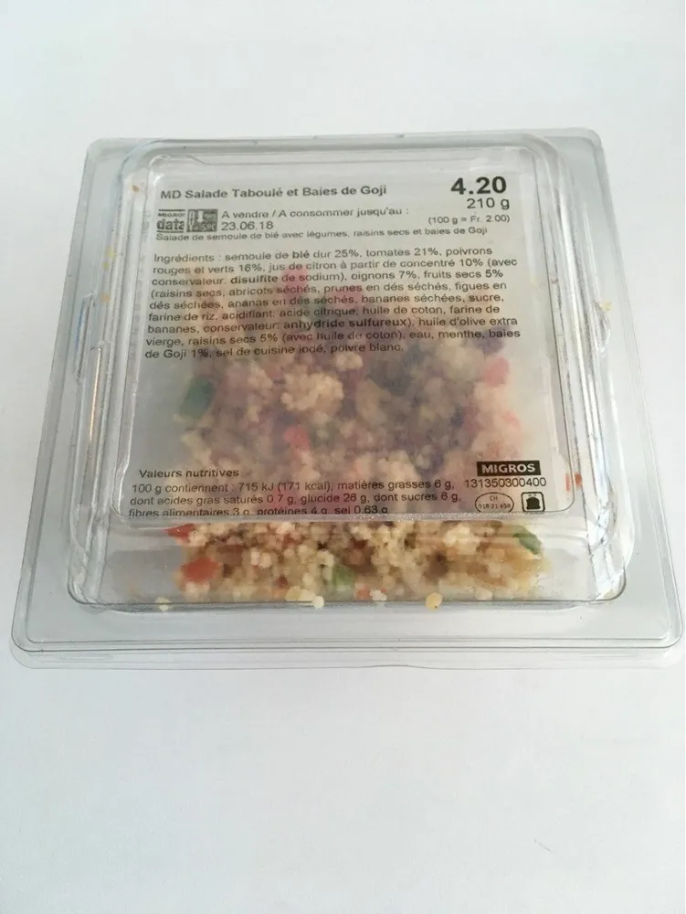 Salade taboulé et baies de Goji