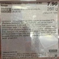 Salade crevette aigre douce riz rouge