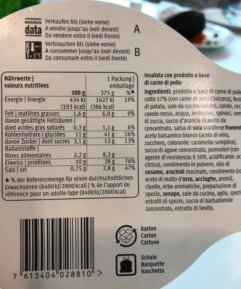 Salade poulet daily migros