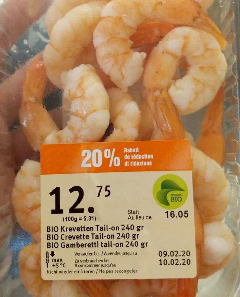 Bio crevettes tail on 240g