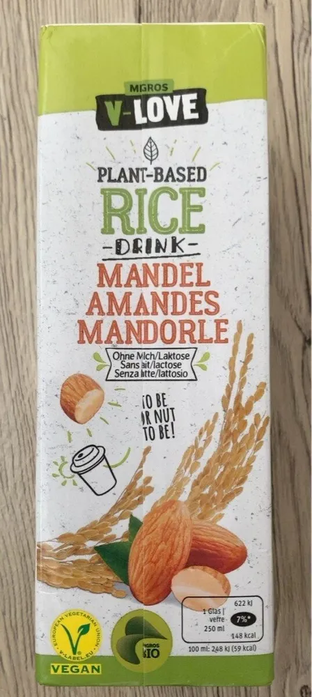 Boisson bio à base de riz et de purée d‘amandes
